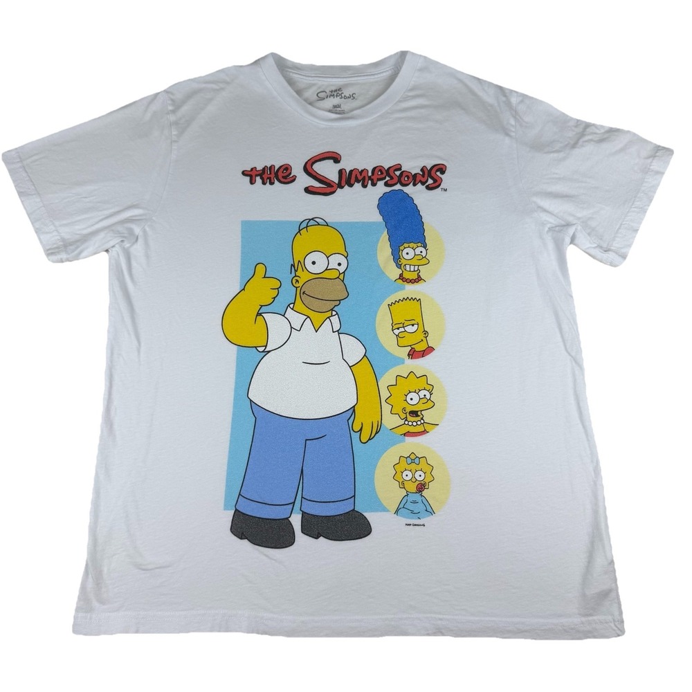 The Simpsons Graphic Tee White‎ Cotton T-Shirt Old Navy NWOT Homer Thumbs Up-L